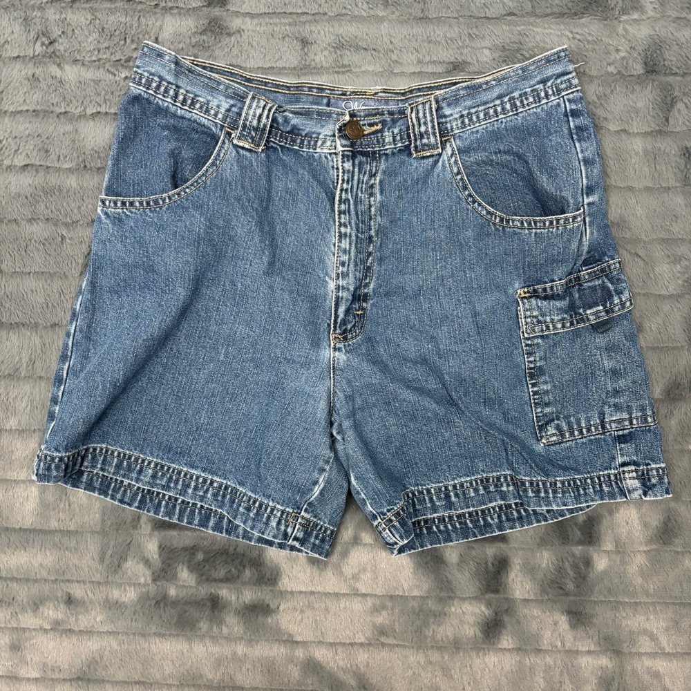 Wrangler for Women Blue Denim Cargo Shorts High Rise Size 10 Medium Wash Cotton
